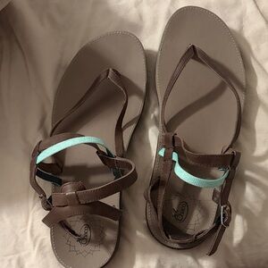 Chaco Women's Brown Sandals with Aqua Straps